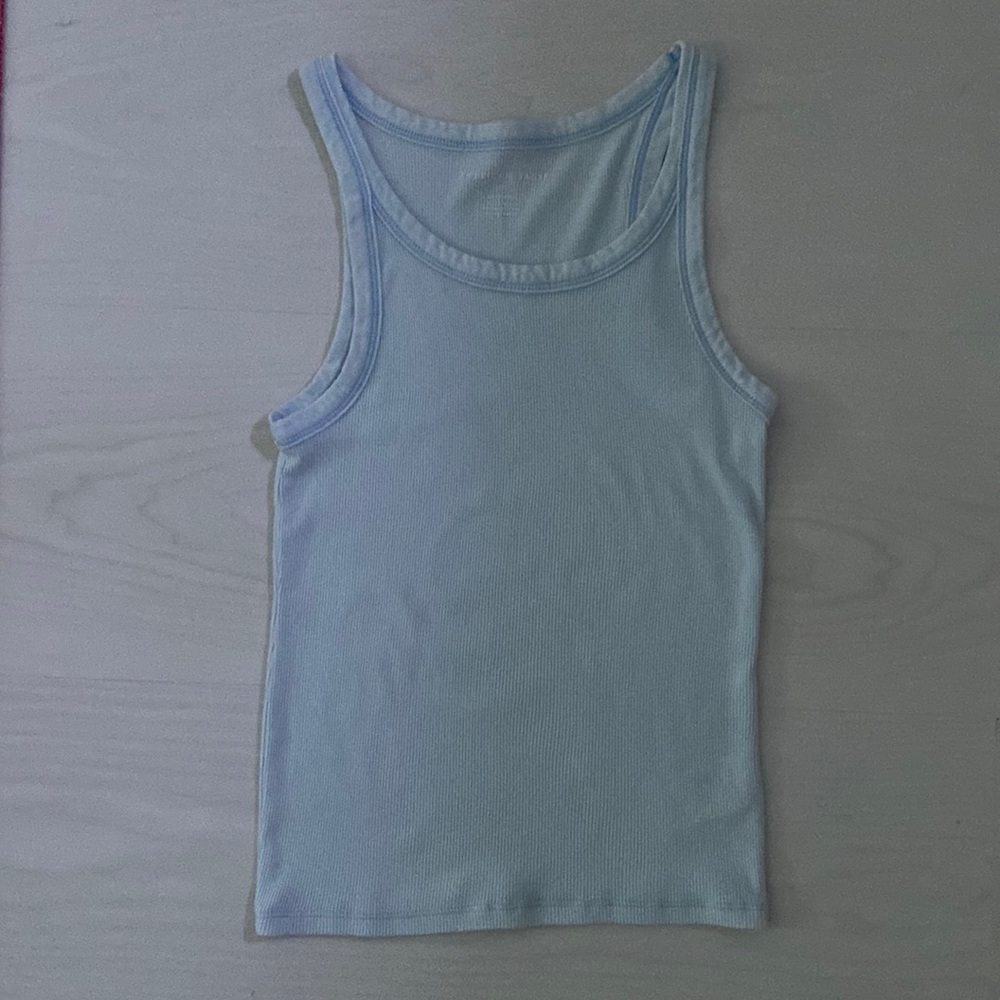 American Eagle Light Blue Ribbed Tank.